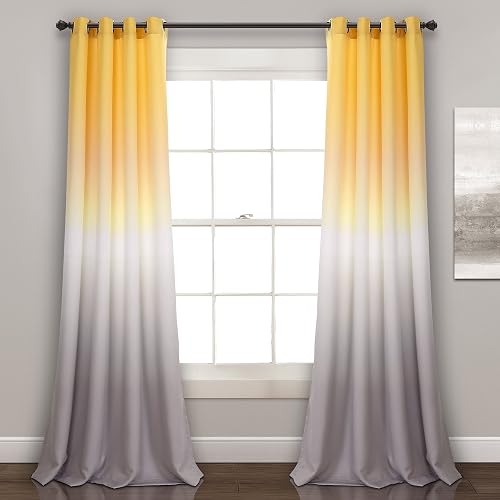 Lush Decor Umber Fiesta Panel de Cortina para Ventana de oscurecimiento de habitación, 213 x 132 cm, Color Rosa y Gris, 0, Amarillo y Gris, 84" x 52", 1