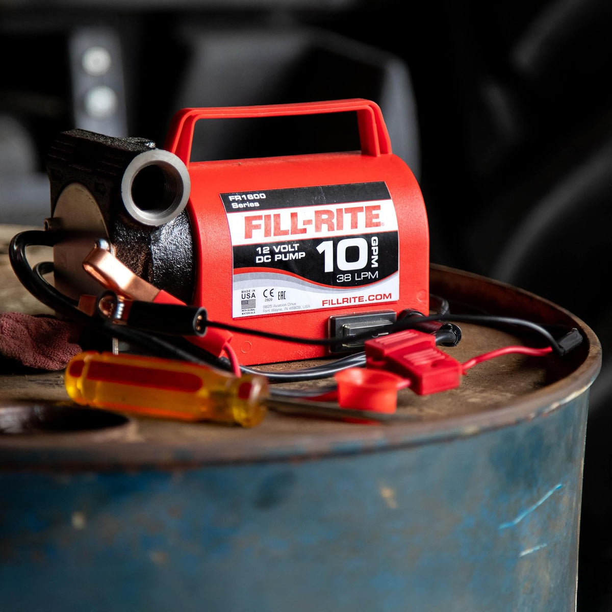 Fill-Rite 10 GPM - Bombas de transferencia diésel portátiles (serie 1600), Pump & Power Cord, port, 10