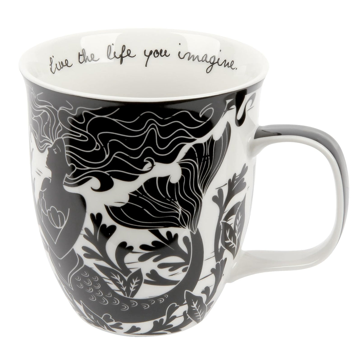 Karma Gifts Boho - Taza, diseño de calavera de azúcar, color blanco y negro, Sirena, Mermaid, 1