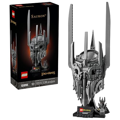 LEGO Icons El Señor de los Anillos: Casco de Sauron – Objeto de Decoración Coleccionable – Kit de Construcción para Adultos con el Casco de Sauron y una Minifigura – 11373