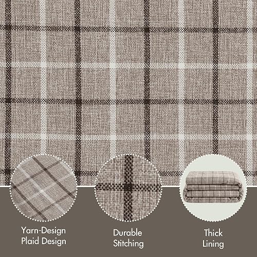 Madison Park Anaheim Cabin Plaid Curtain Window, Thermal Insulated Fleece Lining, Living Room Decor Light Blocking Drape for Bedroom, 1-Single Panel Pack, 50" x 84", Rod Pocket, Brown