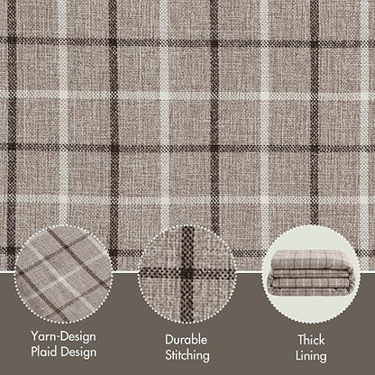 Madison Park Anaheim Cabin Plaid Curtain Window, Thermal Insulated Fleece Lining, Living Room Decor Light Blocking Drape for Bedroom, 1-Single Panel Pack, 50" x 84", Rod Pocket, Brown