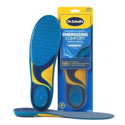 Dr. Scholl's - Plantillas de gel masajeadoras Dr. Scholl's Comfort and Energy para hombre, 1 par, tallas 8-14