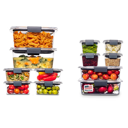 Rubbermaid - Contenedores de Almacenamiento de Alimentos, Plástico sin BPA, Transparente, Juego de 24
