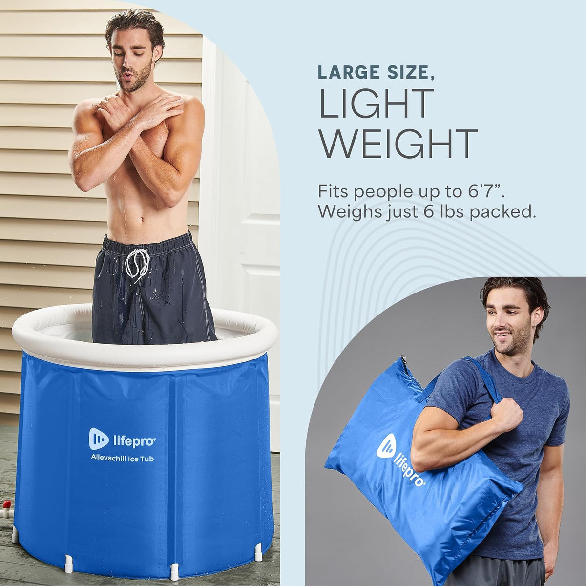 LifePro - Tina de Hielo portátil con Cubierta y Bolsa de Almacenamiento, Tina de Hielo para el hogar y Viajes para Atletas y Adultos, Tina de inmersión fría Duradera para sesiones de Terapia en el