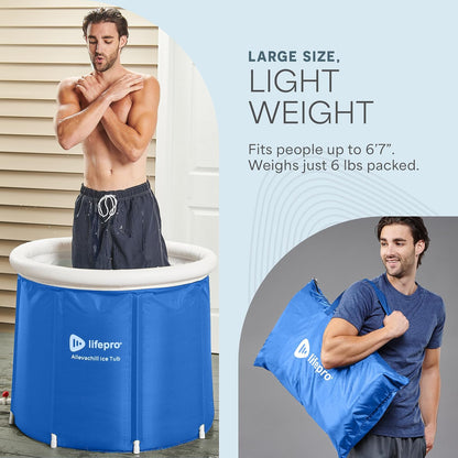 LifePro - Tina de Hielo portátil con Cubierta y Bolsa de Almacenamiento, Tina de Hielo para el hogar y Viajes para Atletas y Adultos, Tina de inmersión fría Duradera para sesiones de Terapia en el