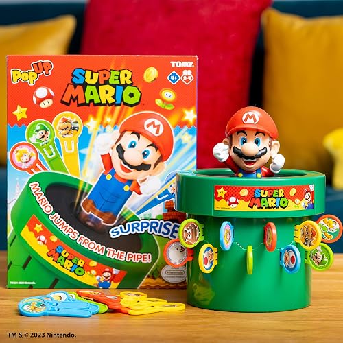 TOMY Pop Up Super Mario - Juego para niños, Juguetes de Super Mario y Juegos Familiares para la Noche de Juegos para niños, Juegos de Mesa e Ideas de Navidad para niños a Partir de 4 años