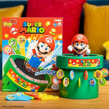 TOMY Pop Up Super Mario - Juego para niños, Juguetes de Super Mario y Juegos Familiares para la Noche de Juegos para niños, Juegos de Mesa e Ideas de Navidad para niños a Partir de 4 años