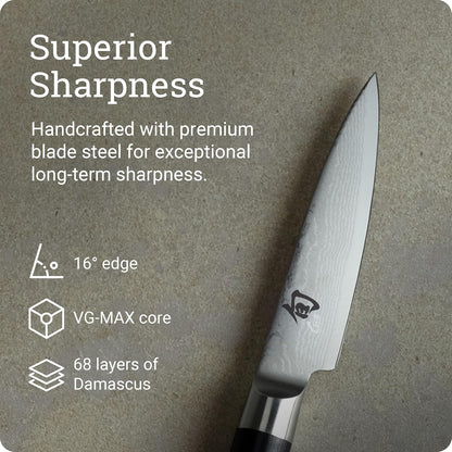Shun cuchillo de pelar clásico de 3.5 pulgadas; tamaño pequeño para un control completo y maniobras precisas; ideal para pelar y poner frutas y verduras; cuchillo versátil de alta calidad, perfecto para cualquier cocina