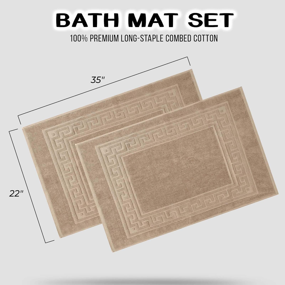Superior, 100% Premium Long-Staple Combed Cotton, 2 Piece Bath Mat Set, Taupe