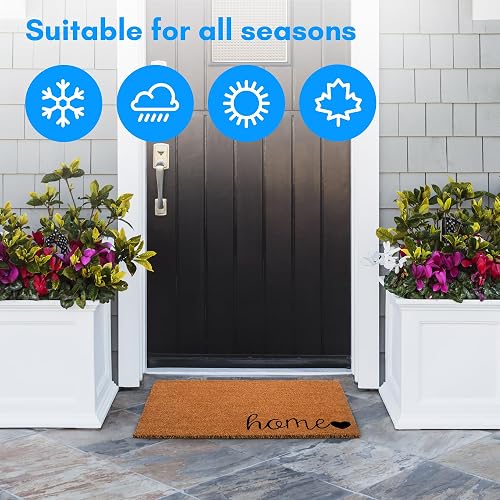 Plus Haven - Tapete de Coco para Puerta de Entrada para el hogar, 17.5 x 30 Pulgadas, Felpudo Resistente para Uso en Interiores y Exteriores, Duradero y ecológico