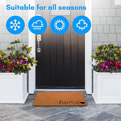 Plus Haven - Tapete de Coco para Puerta de Entrada para el hogar, 17.5 x 30 Pulgadas, Felpudo Resistente para Uso en Interiores y Exteriores, Duradero y ecológico