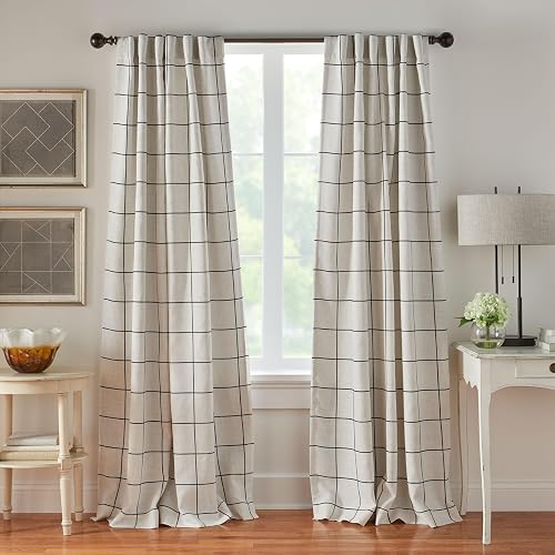 Elrene Home Fashions Brighton - Cortina oscurecedora a Cuadros para Ventana, Sala de Estar y recámara con pestañas de Bolsillo para Barra, 52 x 95 Pulgadas, 1 Panel