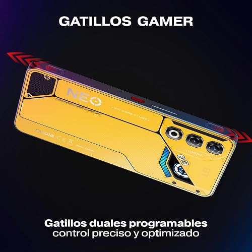 nubia Smartphone Neo 3 GT 5G Amarillo 6.7” 120Hz, 50MP+2MP, 256GB+20 GB RAM(8GB + 12GB Dinámica), Batería 6000mAh, Android 15