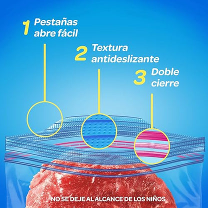 Ziploc Bolsas Reutilizables para Congelar Alimentos, 152 Bolsas de Tamaño Grande.