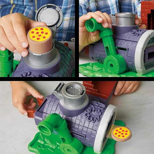 Play-Doh Hasbro Tortugas Ninjas Horno Lanzapizzas - Kit de Manualidades con 1 Figura, Horno para Pizza, Accesorios y 4 Latas niños y niñas a Partir de 4 años
