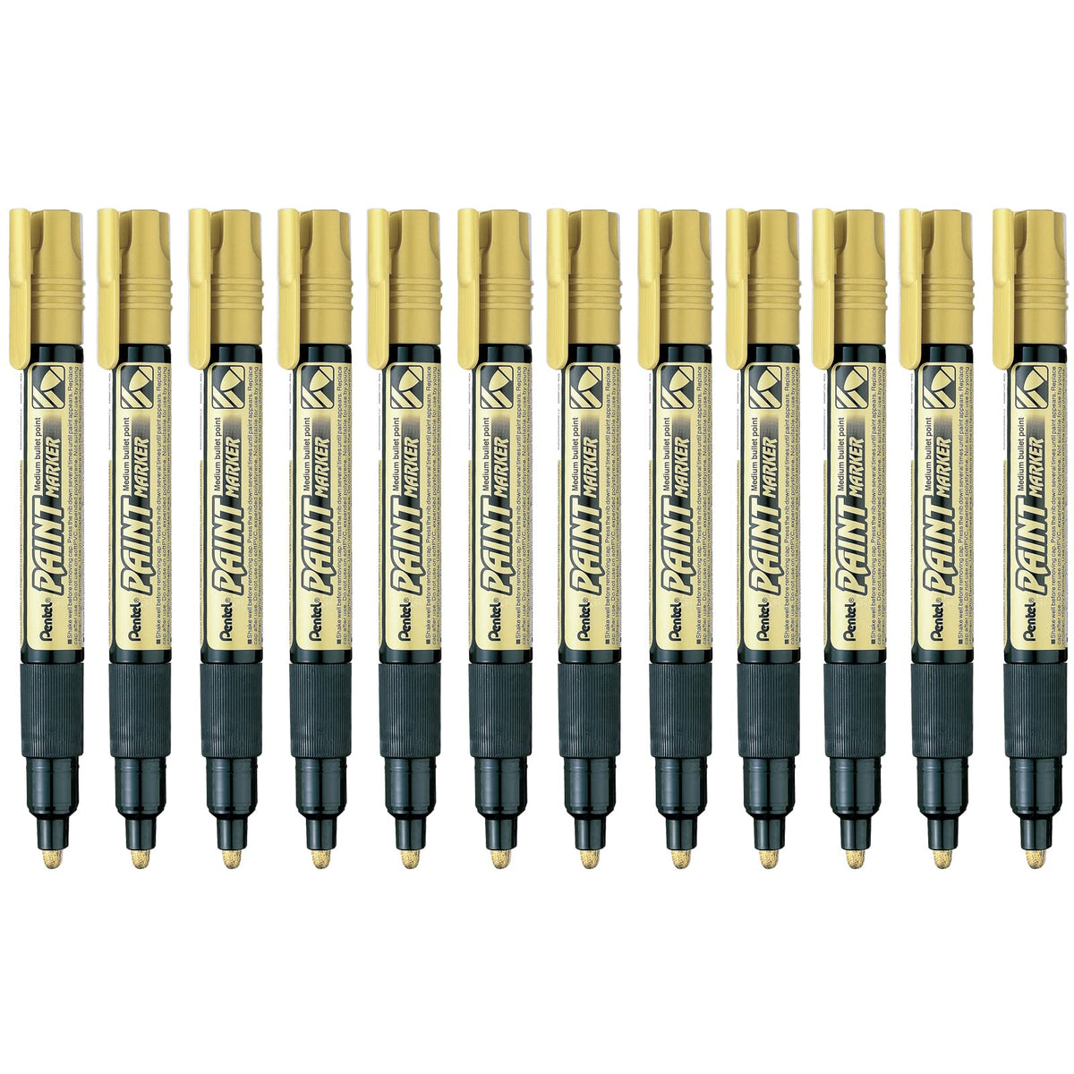 Pentel Marcador Permanente Uso Industrial Caja 12 Piezas - Gold