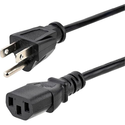 StarTech PXT10112 Cable de Alimentación Corriente para PC Computadora C13 a Enchufe NEMA5-15P con Toma a Tierra, 14 AWG, 3.6m