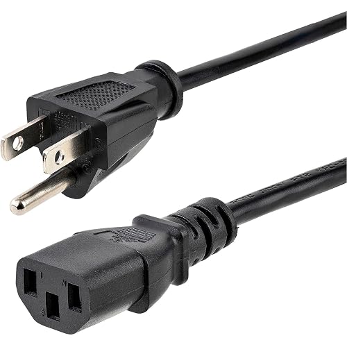 StarTech PXT10112 Cable de Alimentación Corriente para PC Computadora C13 a Enchufe NEMA5-15P con Toma a Tierra, 14 AWG, 3.6m