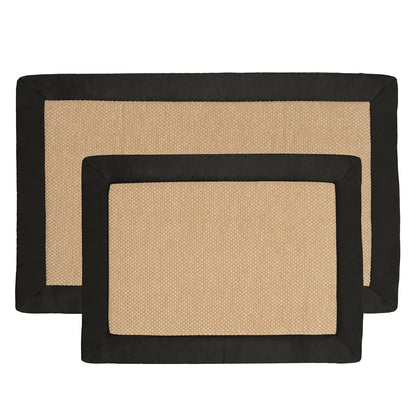 Lavish Home 67-0030-BL Memory Foam Bath Mat Set Faux Linen Fleece, Black, 2 Piece