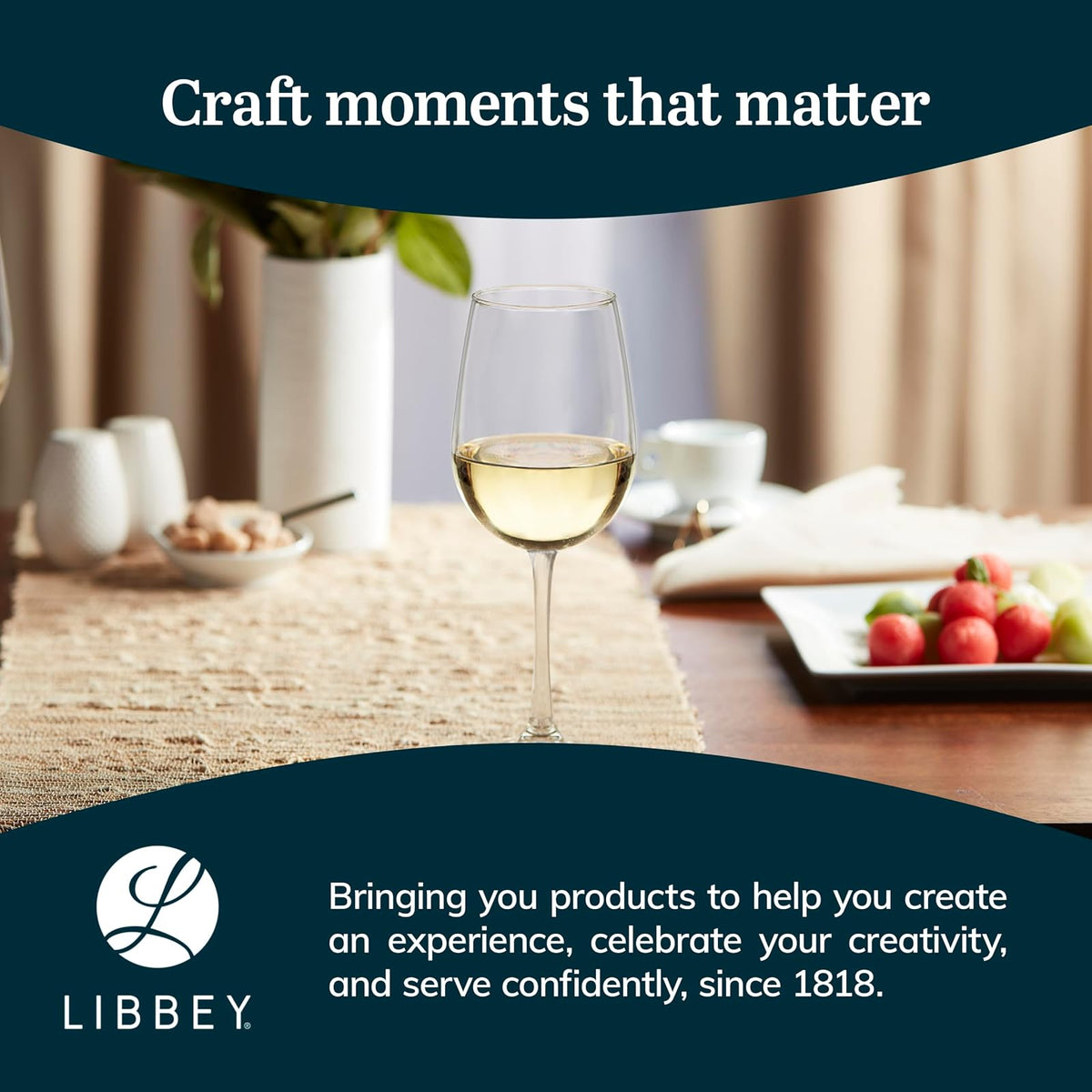 Libbey Juego de 6 copas Vina de vidrio para vino blanco, 539 ml