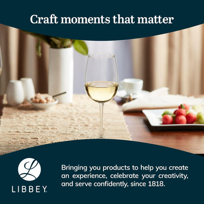 Libbey Juego de 6 copas Vina de vidrio para vino blanco, 539 ml