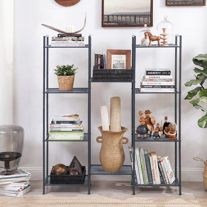 SONGMICS Estanteía de Almacenamiento de 5 Niveles, Estantería de Baño, Soporte de Planta Extensible con Estante Ajustable, para Baño, Salón, Balcón, Cocina, Negro Clásico MBSC35BK