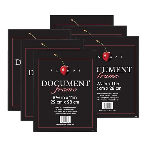 MCS Formato Marco de Documentos, Diploma y Certificado, Negro, 8.5 x 11, Paquete de 6