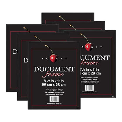MCS Formato Marco de Documentos, Diploma y Certificado, Negro, 8.5 x 11, Paquete de 6