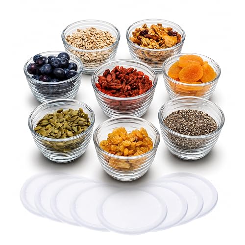 Libbey Set de 8 Recipientes de Vidrio Chicos con Tapas de Plástico - 0.18Lt