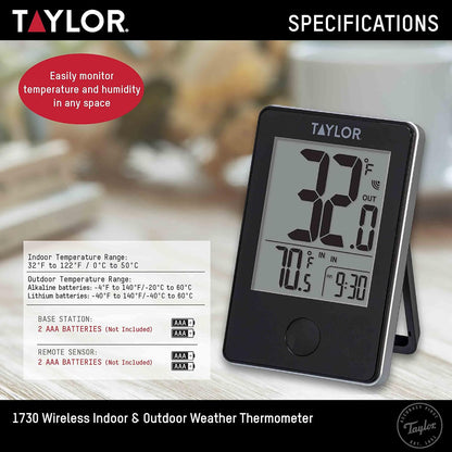 Taylor Precision Products Termómetro digital inalámbrico para interiores y exteriores