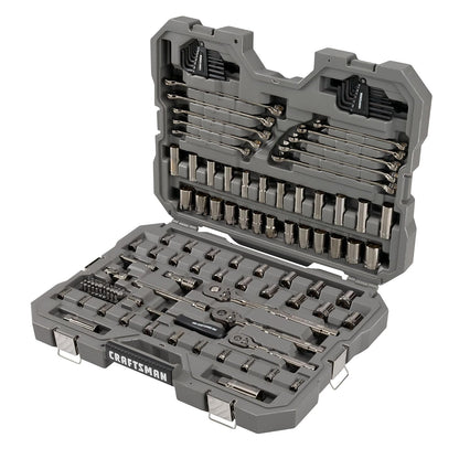 CRAFTSMAN OVERDRIVE Juego de herramientas mecánicas cromadas color pavonado de 121 piezas, estándar SAE/juego de dados métricos, con estuche rígido (CMMT99121L)