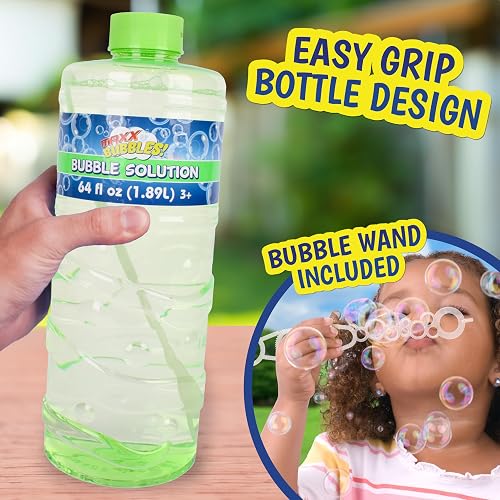 Sunny Days Entertainment - Recambio de solución de burbujas con varita de 64 onzas, no tóxica (1/2 galón), repuesto para botella de fácil agarre para máquina de burbujas, varitas de burbujas, juguetes
