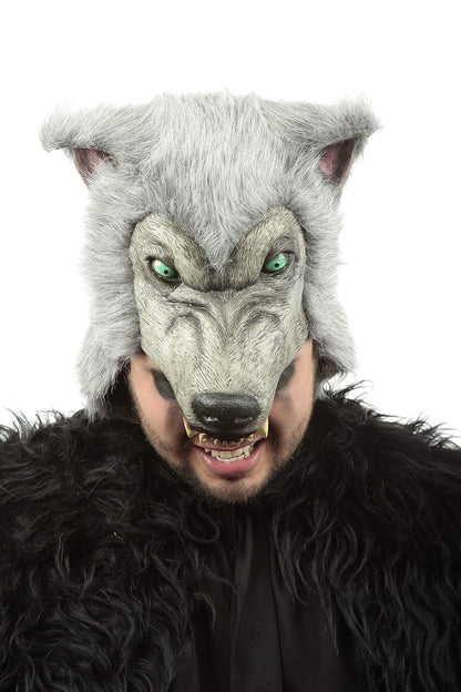 Ghoulish Productions Gray Wolf Helmet, Sombrero de Lobo Gris, Complemento de Disfraz de Guerrero Ideal para Halloween y Fiestas de Disfraces