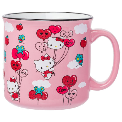 Silver Buffalo Care Bears Taza de Sopa de Cerámica 24oz - Globos de corazón Hello Kitty Love is in the Air