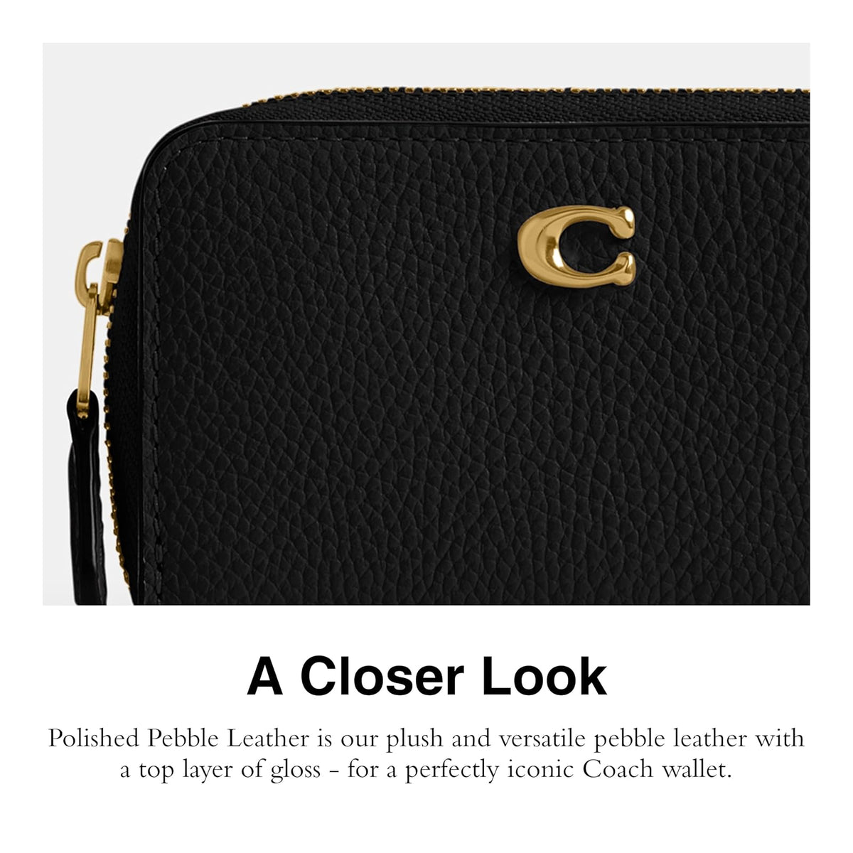 Coach - Funda pequeña con cierre y acolchado para tarjetas, Negro, One Size