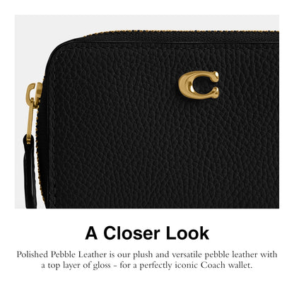 Coach - Funda pequeña con cierre y acolchado para tarjetas, Negro, One Size