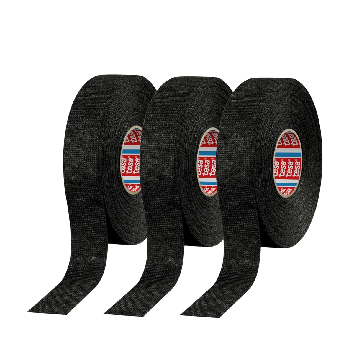 tesa 51608 - Cinta de arnés de alambre automatizada de vellón PET de alto rendimiento, color negro, 19 mm x 25 m, 3 rollos