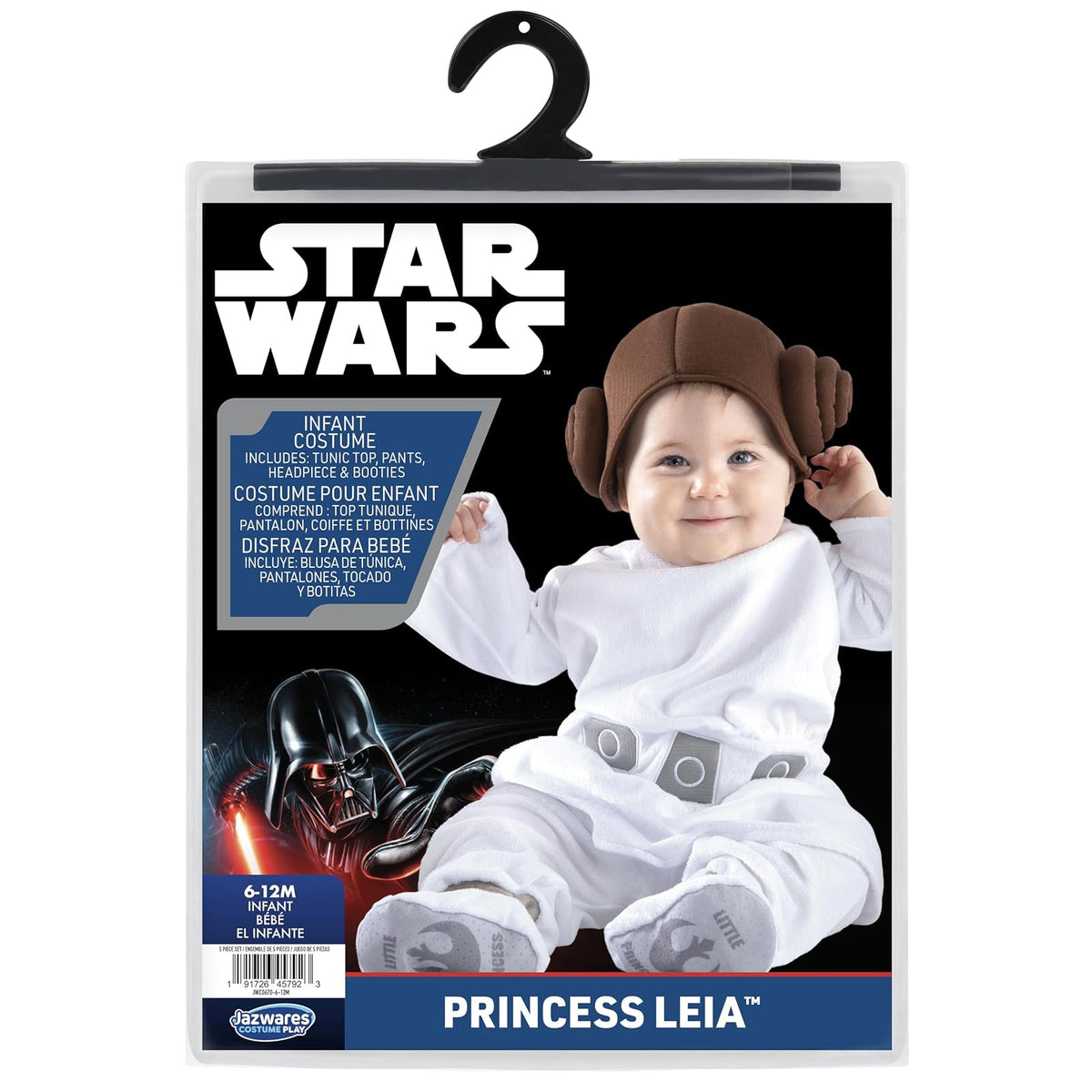 STAR WARS Princess Leia Infant Deluxe Costume - Tunic and Pants with Cap and Booties 12/18 Months