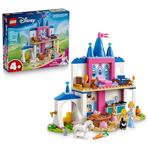 LEGO | Disney Princess Castillo de Cenicienta y Sus Amigos Animales – Juguete de Construcción con Cenicienta y 4 Animales – Regalo para Niñas y Niños a Partir de 4 Años – 43283