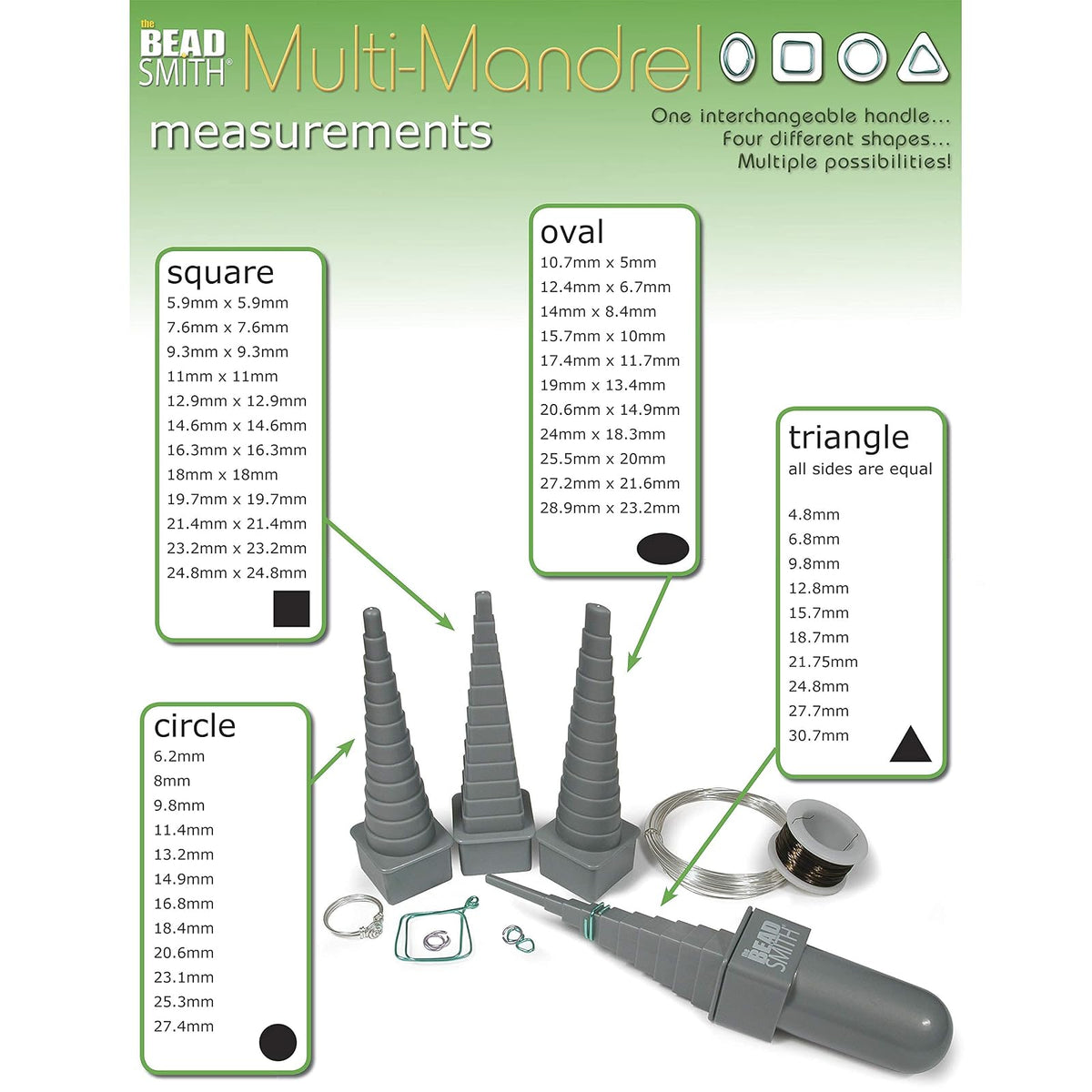 Beadsmith Multi Right Angle Wire Mandrel Looping Tool with 4 Shapes and 48 Sizes
