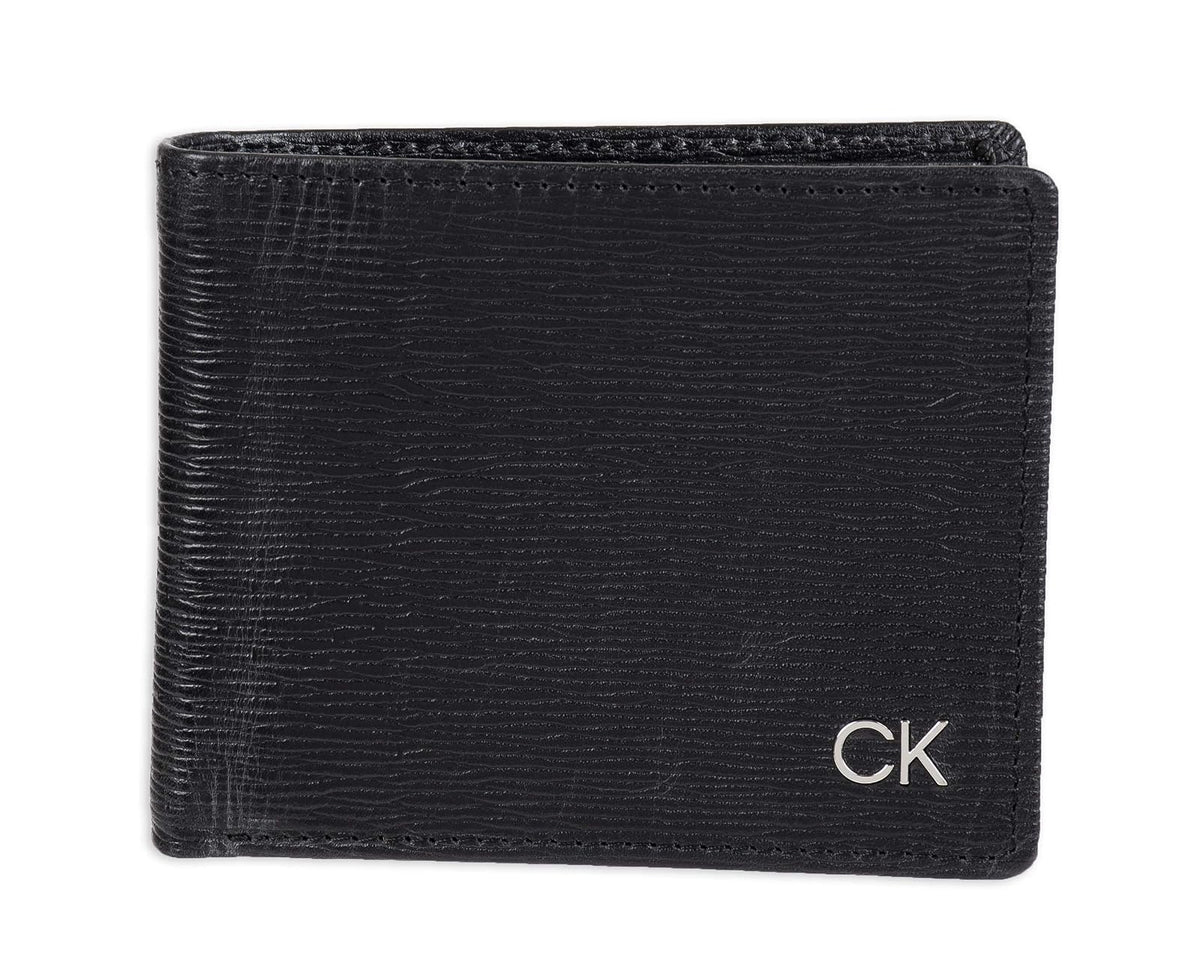 Calvin Klein portafolios plegable minimalista RFID de piel para hombre, Pliegue negro, Talla única