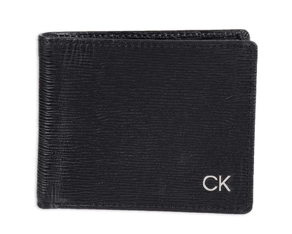 Calvin Klein portafolios plegable minimalista RFID de piel para hombre, Pliegue negro, Talla única