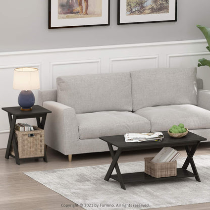 FURINNO Modern Simplistic Mesa Auxiliar, 1 Paquete sin Bandeja, Espresso