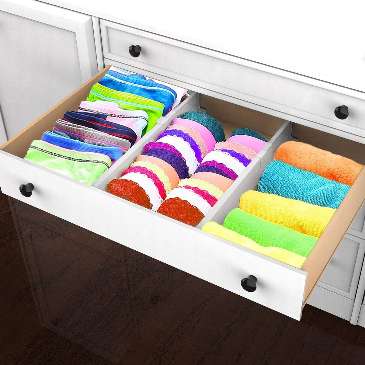 Lavish Home - Separador y Organizador de cajones expandibles, Juego de 2 separadores Ajustables para el hogar para Cocina, Cambiador, recámara, baño y más