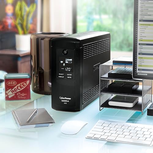 CyberPower CP1000AVRLCD 1000 VA NO Break, 1000 VA AVR, Negro | 1000VA/600W, 9 tomacorrientes, AVR, minitorre, certificado UL