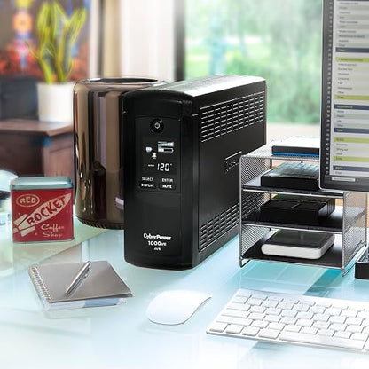 CyberPower CP1000AVRLCD 1000 VA NO Break, 1000 VA AVR, Negro | 1000VA/600W, 9 tomacorrientes, AVR, minitorre, certificado UL
