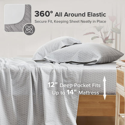 Comfort Spaces - Juego de sábanas 100% algodón Transpirable, Ligero, Suave con Bolsillo elástico de 12 Pulgadas, se Adapta a colchones de hasta 14 Pulgadas, Ropa de Cama acogedora para Todas Las