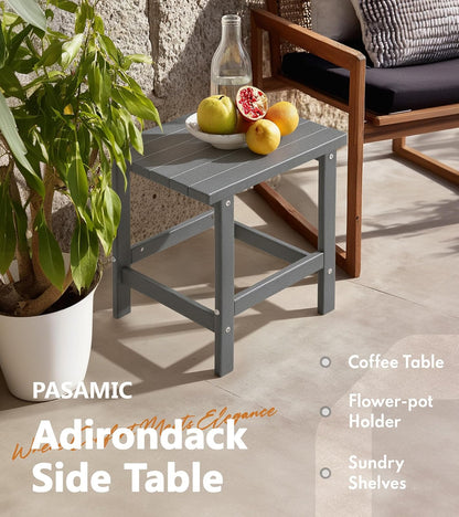 PASAMIC Adirondack - Mesa Auxiliar Cuadrada para Exteriores, Mesa Auxiliar de Polietileno de Alta Densidad, Resistente a la Intemperie para Patio, Patio, Piscina, compañero de Interior, Playa, fácil