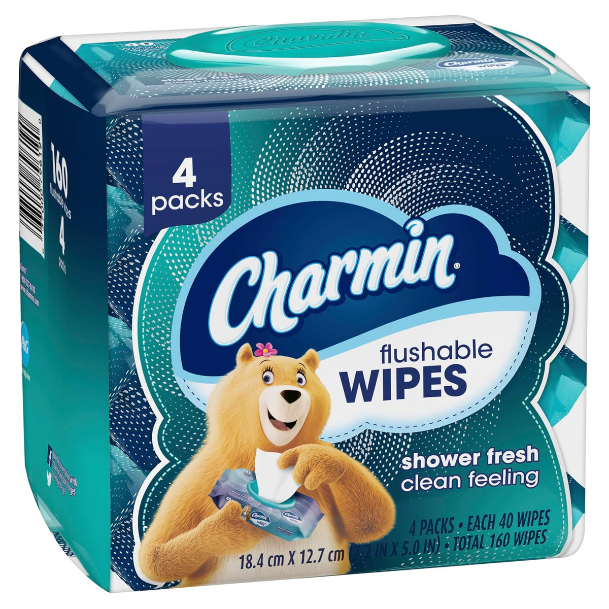 Charmin Flushable Wipes, 4 packs of 40 Flushable Wipes, 160 Total Wipes (Packaging May Vary)